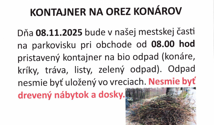 Kontajner na orez konárov a bio odpad